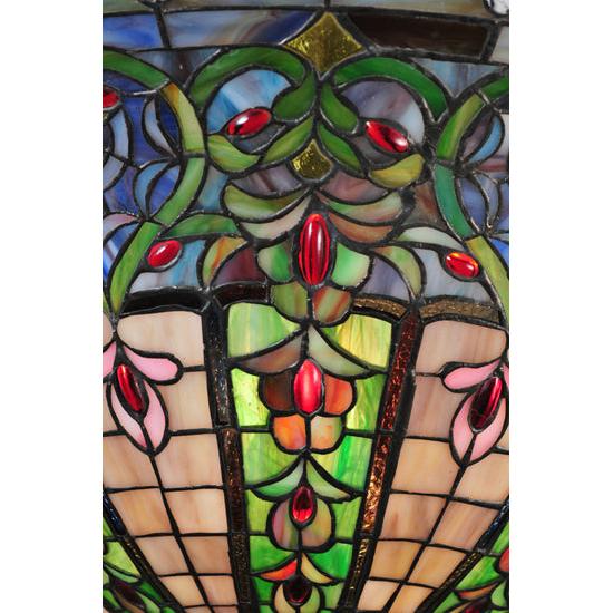 Meyda Lighting Bella 25" 4-Light Antique Inverted Pendant Light With Multi-Colored Shade Glass
