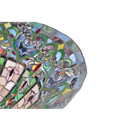 Meyda Lighting Bella 25" 4-Light Antique Inverted Pendant Light With Multi-Colored Shade Glass