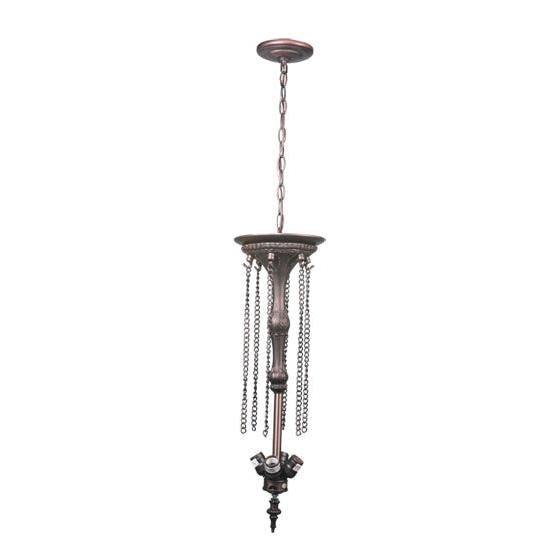 Meyda Lighting Bella 25" 4-Light Antique Inverted Pendant Light With Multi-Colored Shade Glass