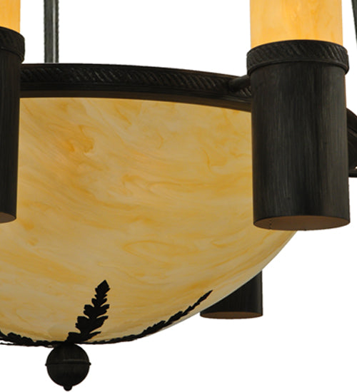 Meyda Lighting Bella Sala 62" 15-Light 9-Arm Antique Iron Gate Chandelier With Sahara Taupe Idalight Shade
