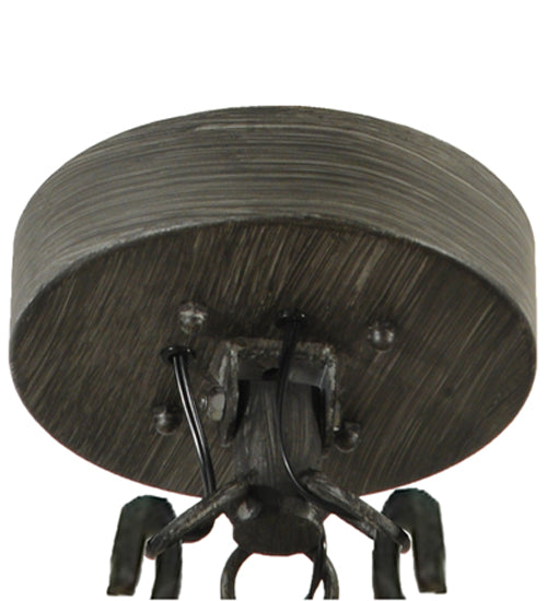 Meyda Lighting Bella Sala 62" 15-Light 9-Arm Antique Iron Gate Chandelier With Sahara Taupe Idalight Shade
