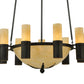 Meyda Lighting Bella Sala 62" 15-Light 9-Arm Antique Iron Gate Chandelier With Sahara Taupe Idalight Shade