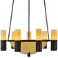 Meyda Lighting Bella Sala 62" 15-Light 9-Arm Antique Iron Gate Chandelier With Sahara Taupe Idalight Shade