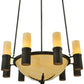 Meyda Lighting Bella Sala 62" 15-Light 9-Arm Antique Iron Gate Chandelier With Sahara Taupe Idalight Shade