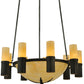 Meyda Lighting Bella Sala 62" 15-Light 9-Arm Antique Iron Gate Chandelier With Sahara Taupe Idalight Shade