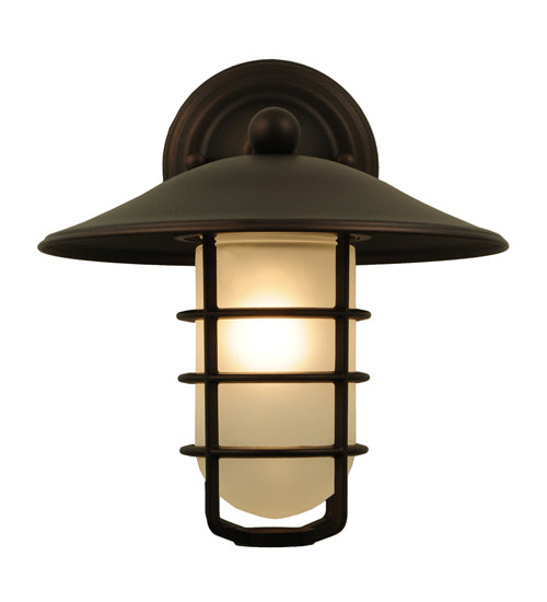 Meyda Lighting Bellevue 10" Mahogany Bronze Wall Sconce With White Shade Glass