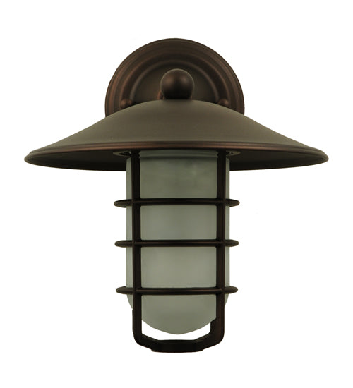 Meyda Lighting Bellevue 10" Mahogany Bronze Wall Sconce With White Shade Glass