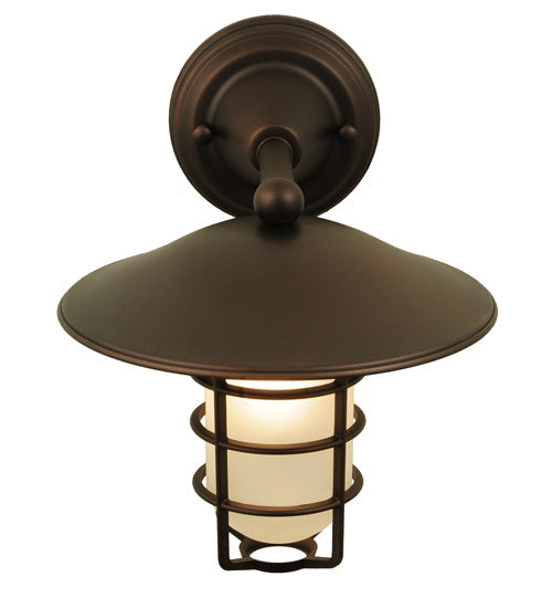 Meyda Lighting Bellevue 10" Mahogany Bronze Wall Sconce With White Shade Glass