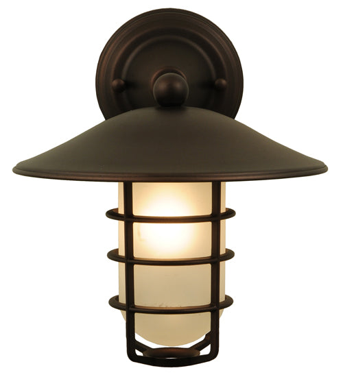 Meyda Lighting Bellevue 10" Mahogany Bronze Wall Sconce With White Shade Glass
