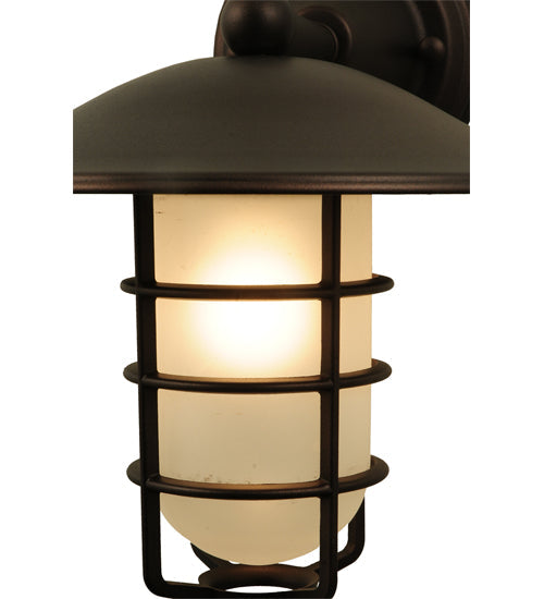 Meyda Lighting Bellevue 10" Mahogany Bronze Wall Sconce With White Shade Glass