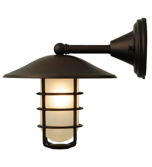 Meyda Lighting Bellevue 10" Mahogany Bronze Wall Sconce With White Shade Glass