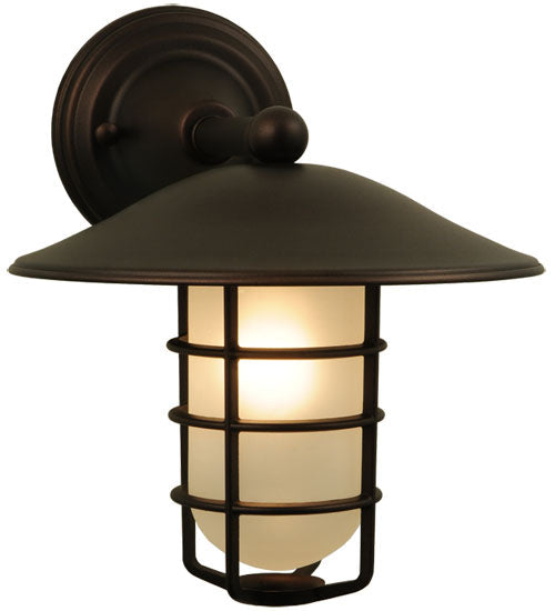 Meyda Lighting Bellevue 10" Mahogany Bronze Wall Sconce With White Shade Glass