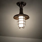 Meyda Lighting Bellevue 9" Mahogany Bronze Flush Mount Light With Frosted Clear Shade Glass