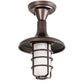 Meyda Lighting Bellevue 9" Mahogany Bronze Flush Mount Light With Frosted Clear Shade Glass