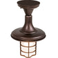 Meyda Lighting Bellevue 9" Mahogany Bronze Flush Mount Light With Frosted Clear Shade Glass