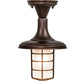 Meyda Lighting Bellevue 9" Mahogany Bronze Flush Mount Light With Frosted Clear Shade Glass