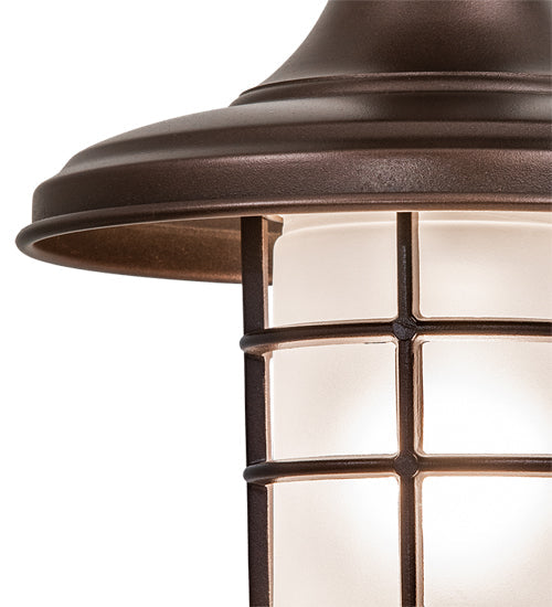 Meyda Lighting Bellevue 9" Mahogany Bronze Flush Mount Light With Frosted Clear Shade Glass