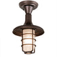 Meyda Lighting Bellevue 9" Mahogany Bronze Flush Mount Light With Frosted Clear Shade Glass