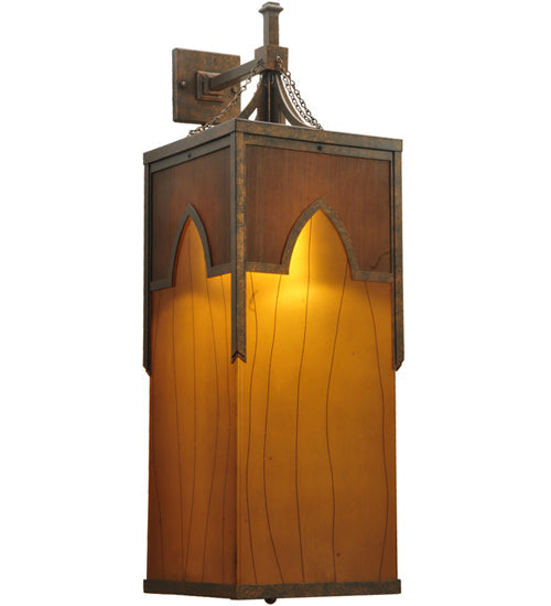 Meyda Lighting Bellver 15" 4-Light Gilded Tobacco Wall Sconce With Smokey Topaz And Amber Shade Glass