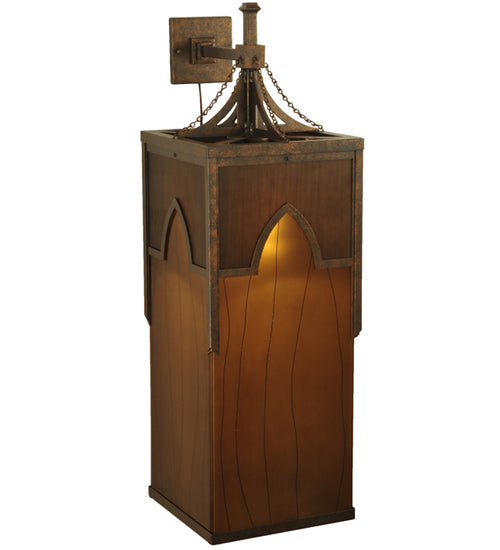 Meyda Lighting Bellver 15" 4-Light Gilded Tobacco Wall Sconce With Smokey Topaz And Amber Shade Glass