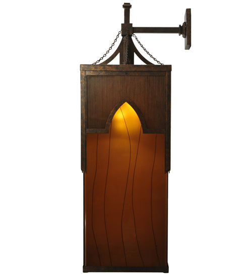 Meyda Lighting Bellver 15" 4-Light Gilded Tobacco Wall Sconce With Smokey Topaz And Amber Shade Glass