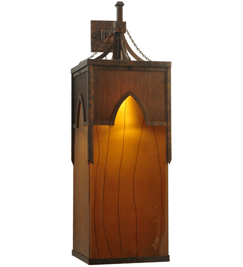 Meyda Lighting Bellver 15" 4-Light Gilded Tobacco Wall Sconce With Smokey Topaz And Amber Shade Glass