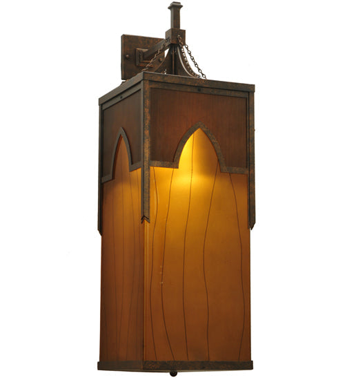 Meyda Lighting Bellver 15" 4-Light Gilded Tobacco Wall Sconce With Smokey Topaz And Amber Shade Glass