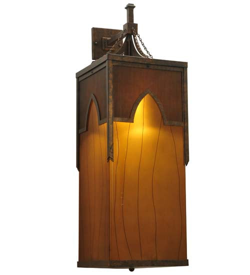Meyda Lighting Bellver 15" 4-Light Gilded Tobacco Wall Sconce With Smokey Topaz And Amber Shade Glass