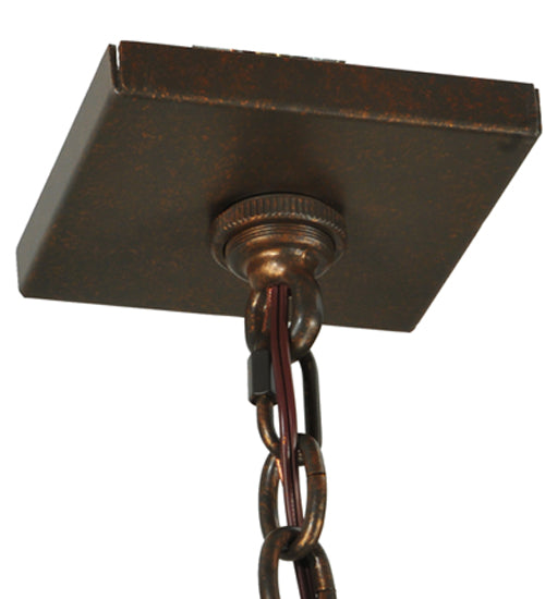 Meyda Lighting Bellver 21" 2-Light Gilded Tobacco Pendant Light With Fuzed Topaz Shade Glass