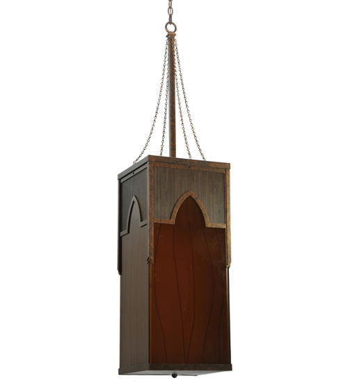 Meyda Lighting Bellver 21" 2-Light Gilded Tobacco Pendant Light With Fuzed Topaz Shade Glass