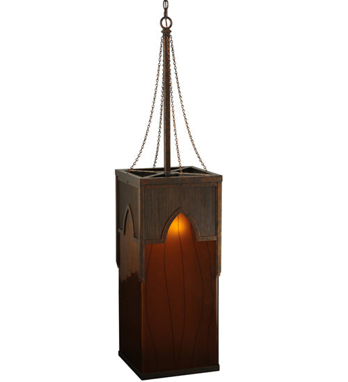 Meyda Lighting Bellver 21" 2-Light Gilded Tobacco Pendant Light With Fuzed Topaz Shade Glass