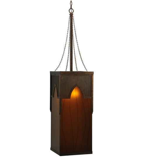 Meyda Lighting Bellver 21" 2-Light Gilded Tobacco Pendant Light With Fuzed Topaz Shade Glass