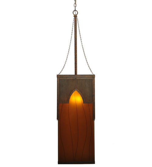 Meyda Lighting Bellver 21" 2-Light Gilded Tobacco Pendant Light With Fuzed Topaz Shade Glass