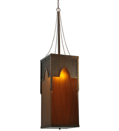 Meyda Lighting Bellver 21" 2-Light Gilded Tobacco Pendant Light With Fuzed Topaz Shade Glass