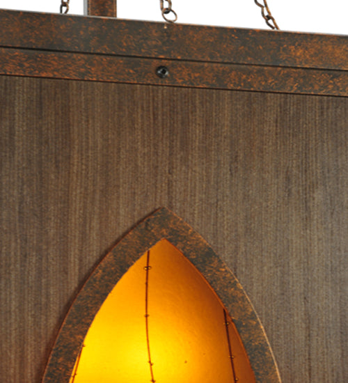 Meyda Lighting Bellver 21" 2-Light Gilded Tobacco Pendant Light With Fuzed Topaz Shade Glass
