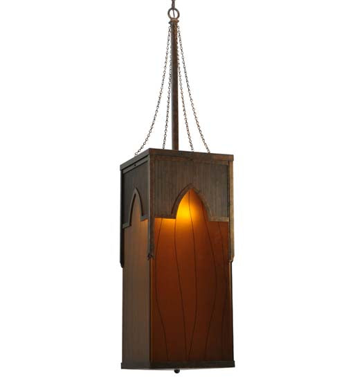 Meyda Lighting Bellver 21" 2-Light Gilded Tobacco Pendant Light With Fuzed Topaz Shade Glass