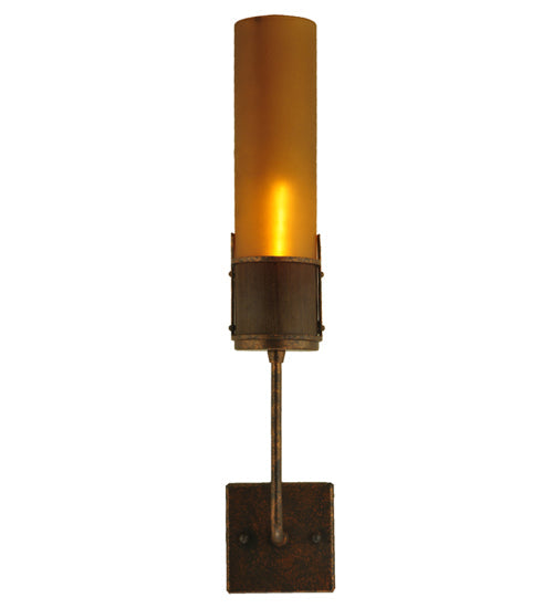 Meyda Lighting Bellver 4" Gilded Tobacco Wall Sconce With Smokey Topaz Shade Glass