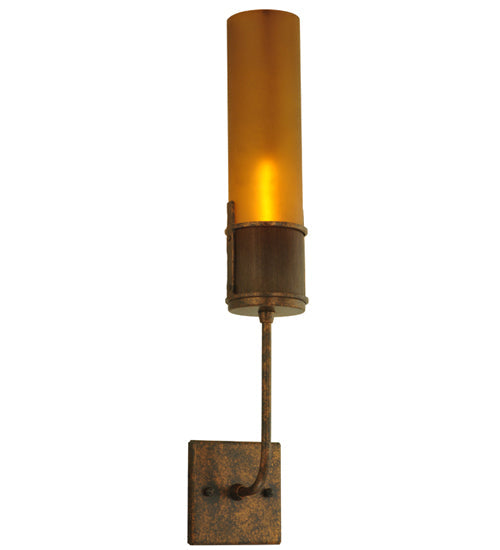 Meyda Lighting Bellver 4" Gilded Tobacco Wall Sconce With Smokey Topaz Shade Glass