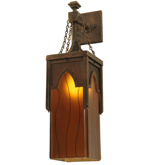 Meyda Lighting Bellver 6" Gilded Tobacco Wall Sconce With Smokey Topaz And Amber Shade Glass