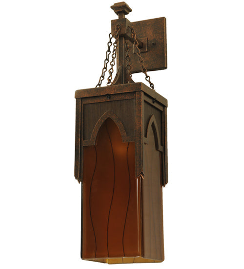 Meyda Lighting Bellver 6" Gilded Tobacco Wall Sconce With Smokey Topaz And Amber Shade Glass