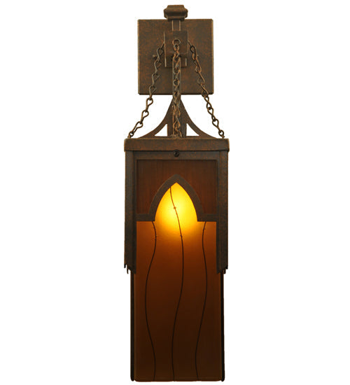 Meyda Lighting Bellver 6" Gilded Tobacco Wall Sconce With Smokey Topaz And Amber Shade Glass