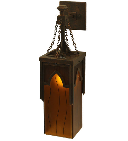 Meyda Lighting Bellver 6" Gilded Tobacco Wall Sconce With Smokey Topaz And Amber Shade Glass