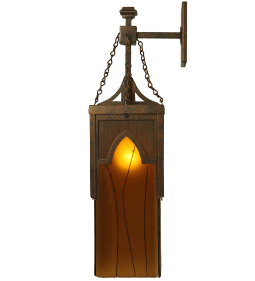 Meyda Lighting Bellver 6" Gilded Tobacco Wall Sconce With Smokey Topaz And Amber Shade Glass