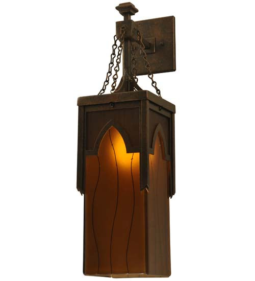 Meyda Lighting Bellver 6" Gilded Tobacco Wall Sconce With Smokey Topaz And Amber Shade Glass