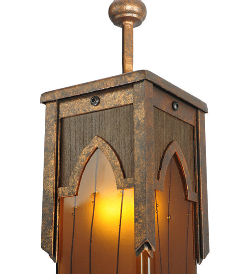 Meyda Lighting Bellver 7" Gilded Tobacco Mini Pendant Light With Fuzed Topaz Shade Glass