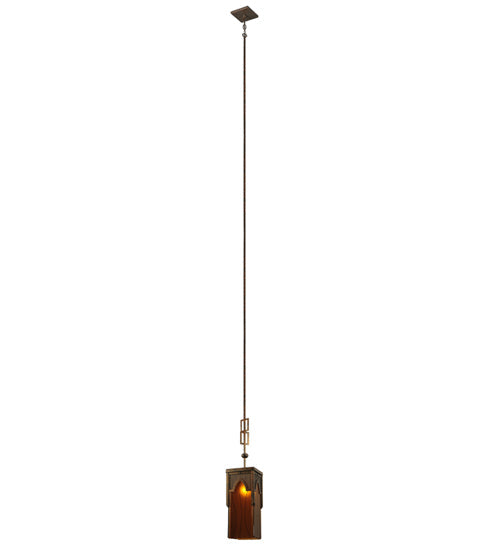 Meyda Lighting Bellver 7"W x 125"H Gilded Tobacco Mini Pendant Light With Amber Shade Glass
