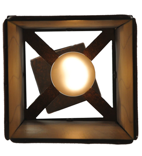 Meyda Lighting Bellver 7"W x 147"H Gilded Tobacco Mini Pendant Light With Amber Shade Glass
