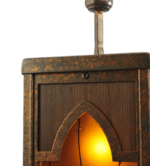 Meyda Lighting Bellver 7"W x 147"H Gilded Tobacco Mini Pendant Light With Amber Shade Glass