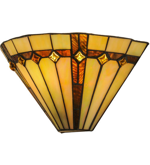 Meyda Lighting Belvidere 13" Wall Sconce With Amber and Beige Iridescent Shade Glass