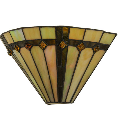 Meyda Lighting Belvidere 13" Wall Sconce With Amber and Beige Iridescent Shade Glass
